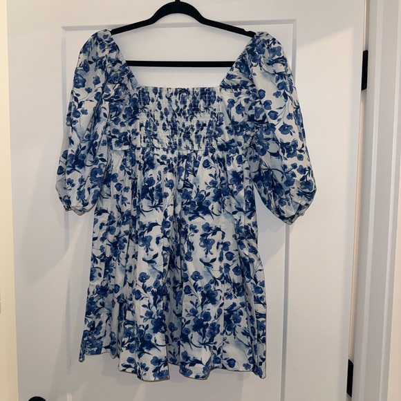 Like-new! A & F Blue Floral Puff-Sleeve Women’s Dress - Picture 7 of 10